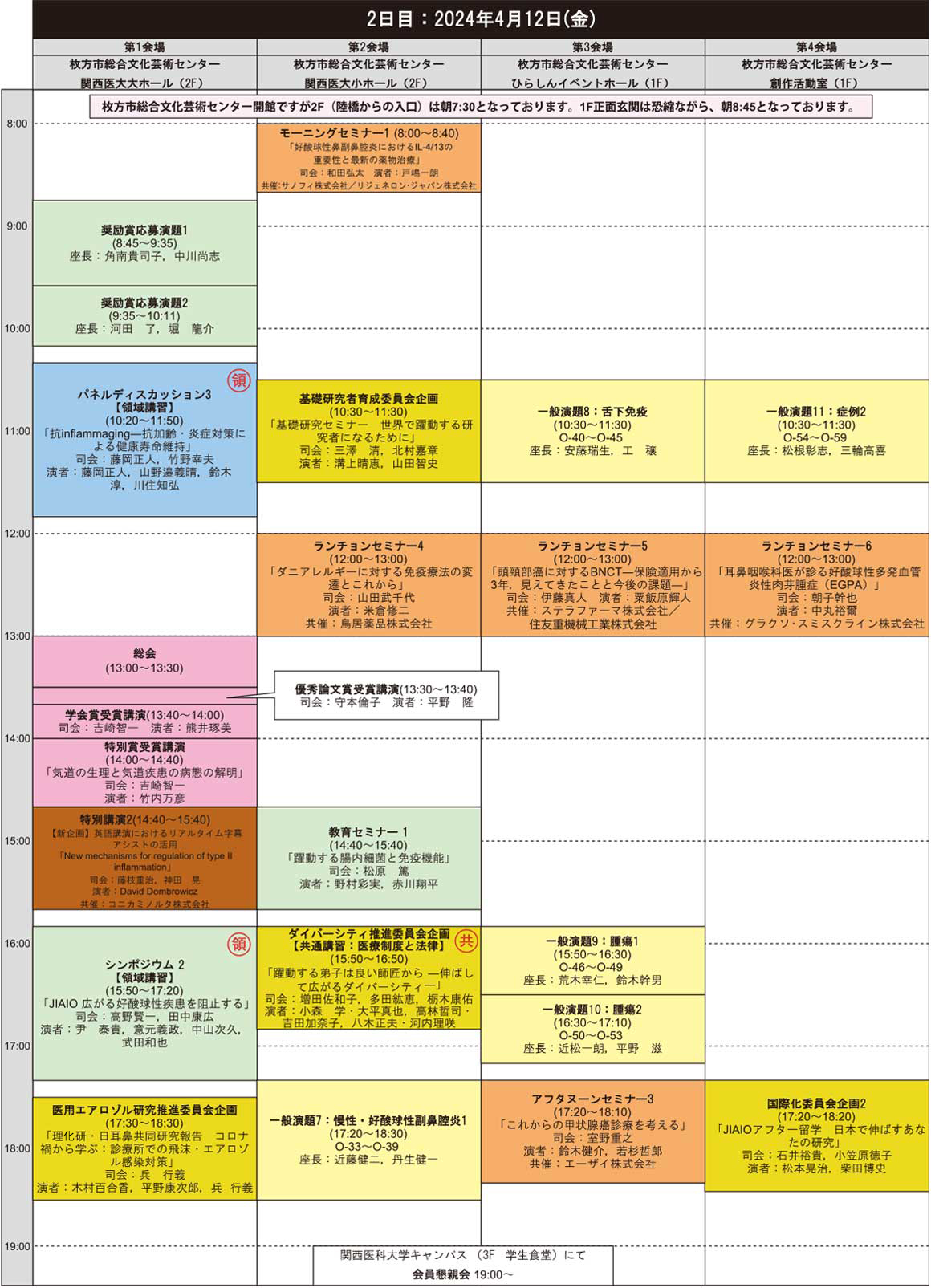 第4回日本耳鼻咽喉科免疫アレルギー感染症学会日程表：２日目