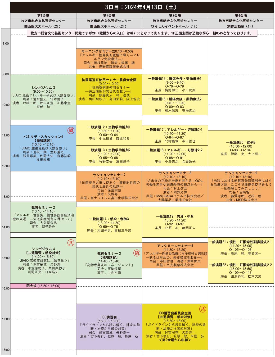 第4回日本耳鼻咽喉科免疫アレルギー感染症学会日程表：３日目